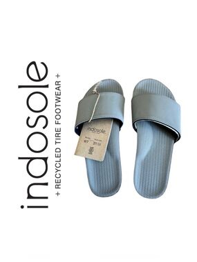Women’s Indosole Slides Sandals Recycled Tire Soles Gray Granite Yoga Beach NWT